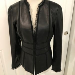 100% Leather Jacket with Lace Trim